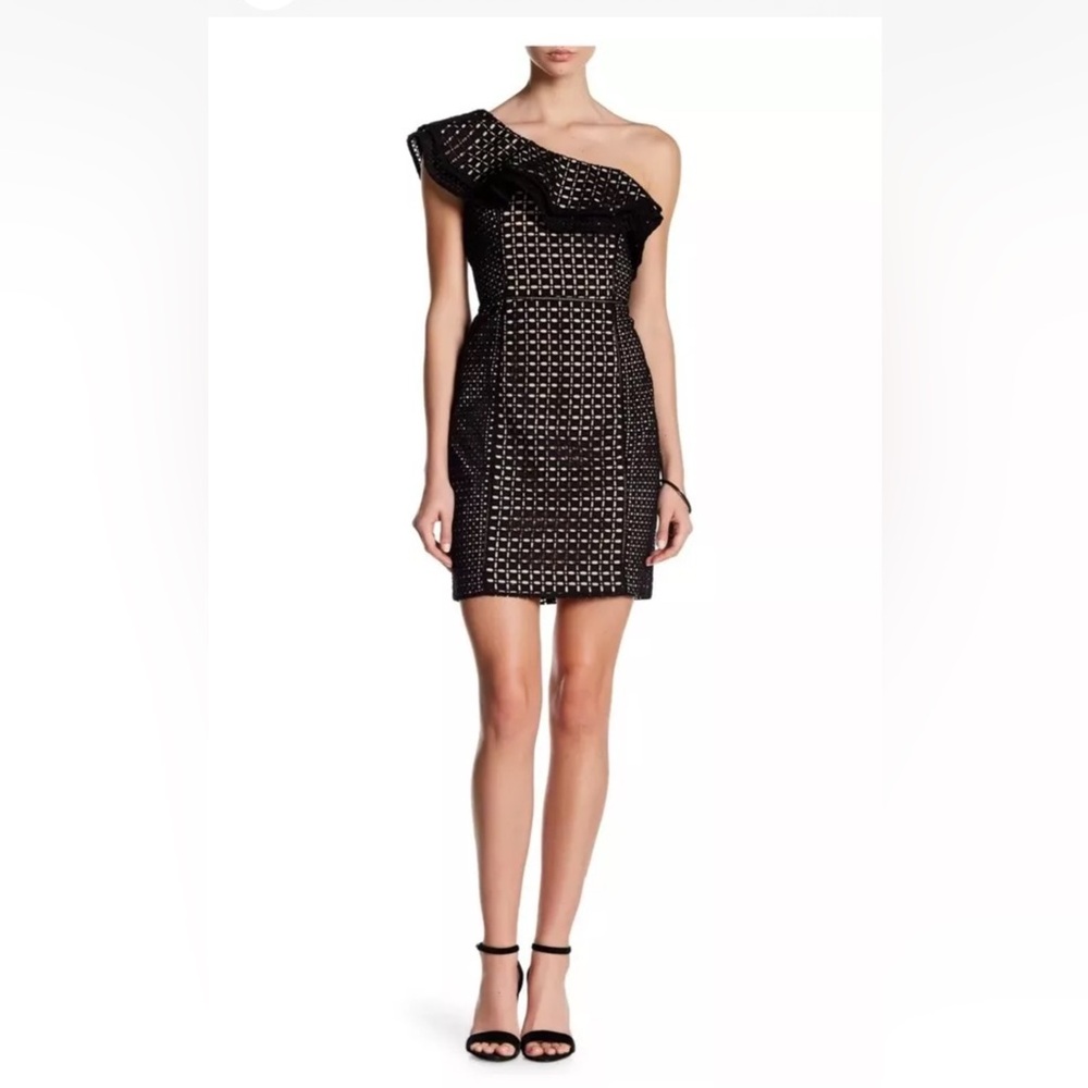 J. Crew Collection One Shoulder Black Eyelet Dress Size 10 Party Cocktail NWT